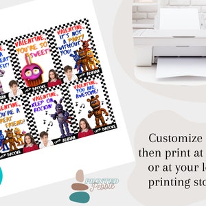 FNAF Five Nights at Freddy's Kids Valentine, Kids Valentines, Printable ...