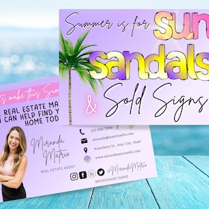 Real Estate Postcard, Canva Template, Realtor marketing, Summer Sold Signs Realtor