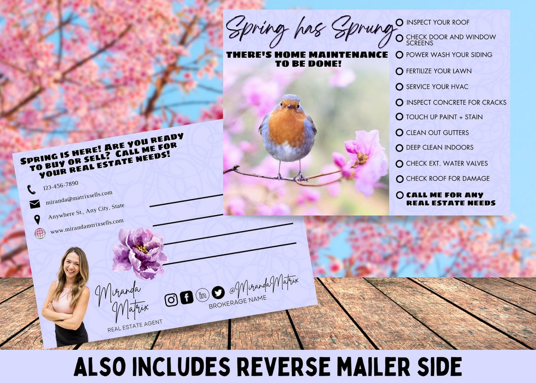 Spring Real Estate Postcard, Canva Template, Real Estate Marketing ...