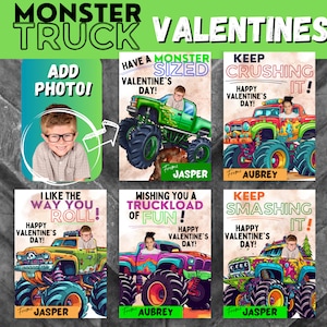 Monster Truck San Valentino per bambini, San Valentino per bambini, San Valentino stampabile, San Valentino di classe