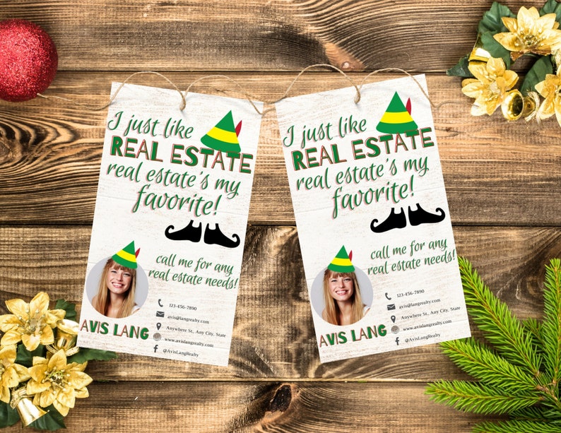 Elf Real Estate Winter Christmas Holiday Marketing Popby Etsy