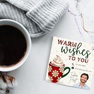 Real Estate Christmas Pop By Tag: Warm Wishes Marketing (Editable Canva, Digital Download)