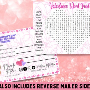 Wortsuchspiel zum Valentinstag, Wortsuche-Immobilien-Postkarte, Makramee Postkarte, Makler