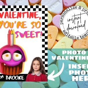 FNAF Five Nights at Freddy's Kids Valentine, Kids Valentines, Printable ...