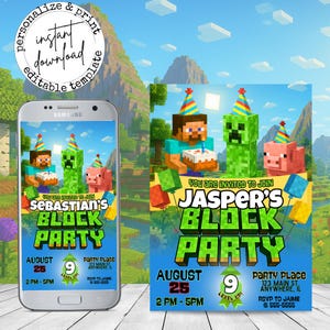 Pixel Game Birthday Invitation: Gamer Party (Digital Download)