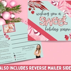 Receptkaart december, briefkaart onroerend goed, canvassjabloon, onroerendgoedmarketing, onroerend goed-mailer, Let's Bake and Talk-mailer, kerstmis