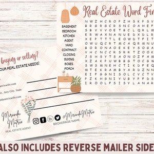 Makler Wortsuchspiel, Immobilien Postkarte, Canva Vorlage, Immobilien Marketing, Makler, Real Estate