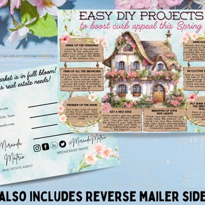 Cartão postal imobiliário de recurso de freio de primavera, cartão postal imobiliário, marketing imobiliário de agente, melhorias residenciais de primavera para corretor de imóveis