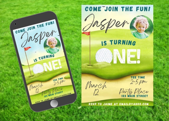 Hole in One Golf Birthday Invitation First Birthday Party | Etsy