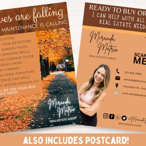 Real Estate Postcard, Canva Template, Real Estate Marketing, Fall Home Maintenance, November Realtor Mailer, Fall, Autumn,