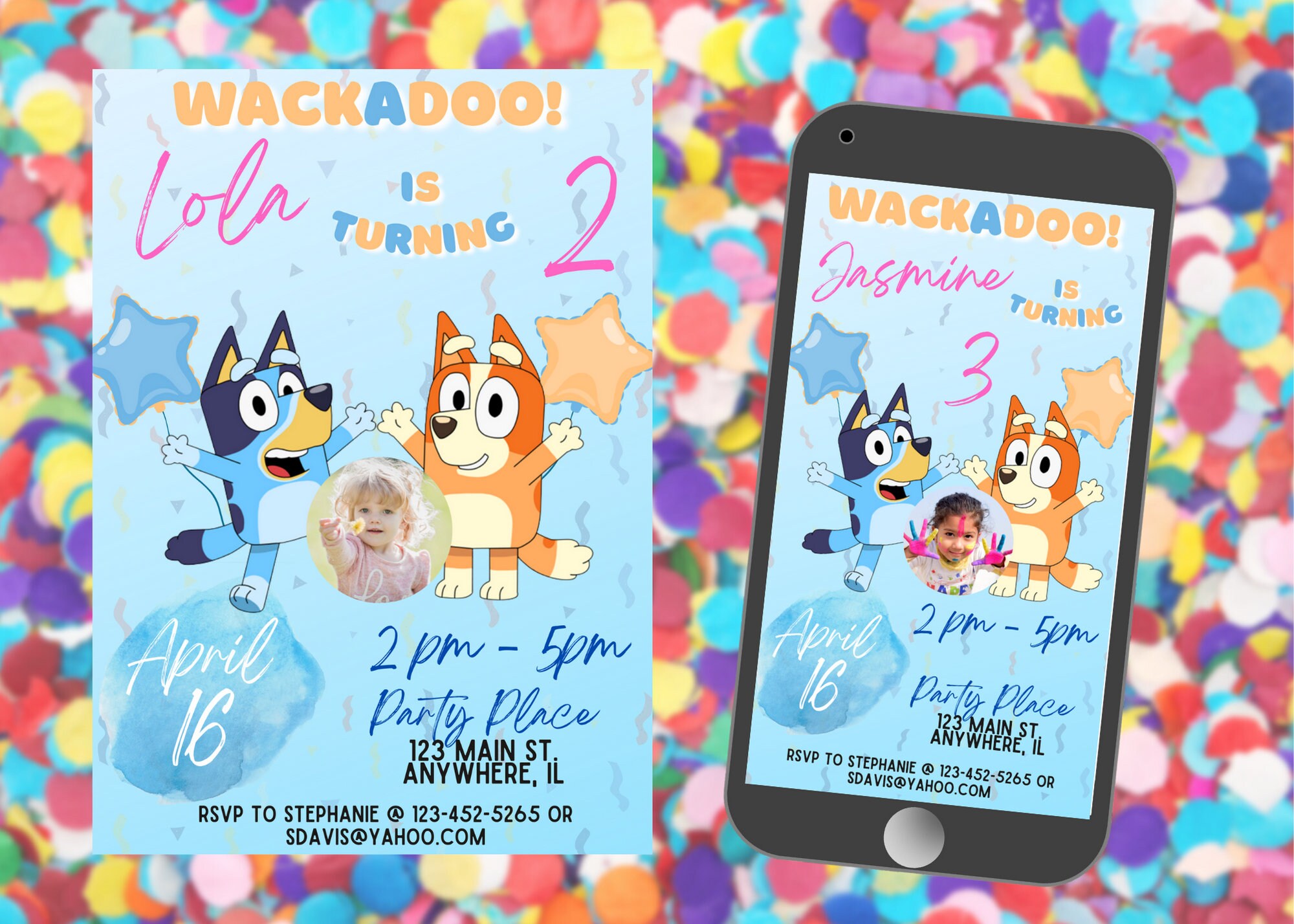 Wackadoo Bluey Bingo Birthday Invitation Bluey Text and Etsy Canada
