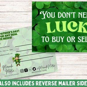 St. Patrick's Day Immobilien Postkarte, Canva Vorlage, Immobilien Marketing, März Makler Mailer