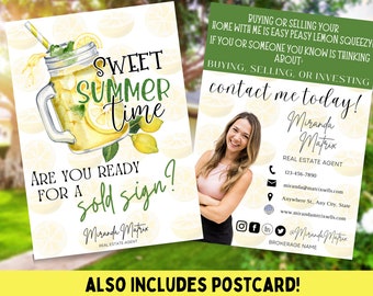 Summer Real Estate Postcard, Canva Template, Realtor marketing, Summer pop by