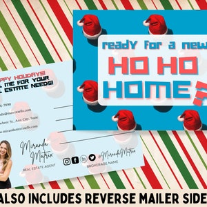 Christmas Real Estate Postcard: Santa &#39;Ho Ho Home&#39; Design (Canva Template)