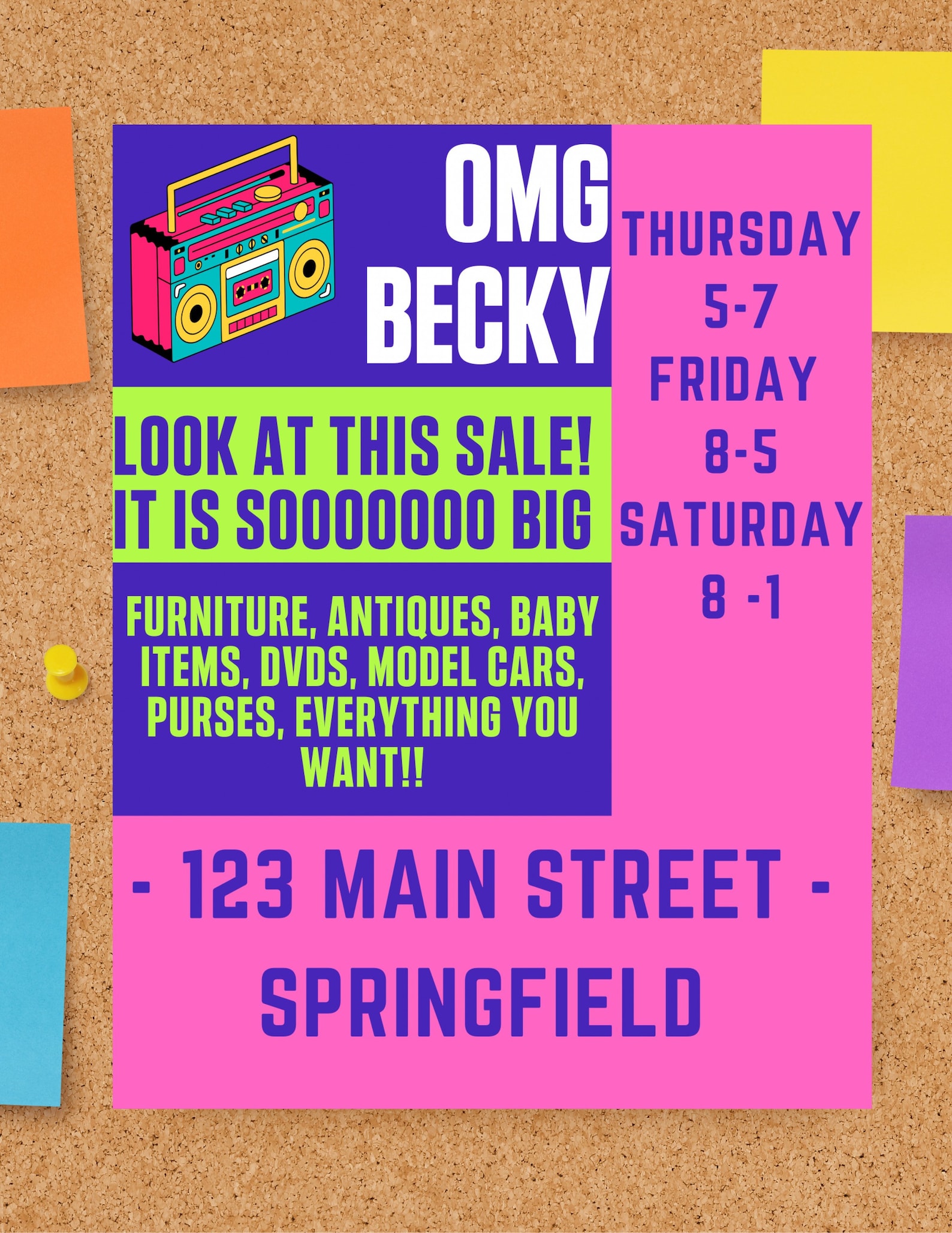 OMG Becky Yard Sale Sign Garage Sale Sign Yard Sale Flyer Etsy