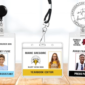 Credencial de nombre imprimible, plantilla de tarjeta de identificación de maestro, plantilla de Canva, identificación de credencial de trabajo, credencial de nombre personalizado, tarjeta de identificación de educación en el hogar