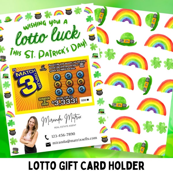 St Patrick's Realtor Marketing, Scratch Off Ticket, Client Appreciation, Real Estate Lottery Gift Card, March Thanks A Lotto