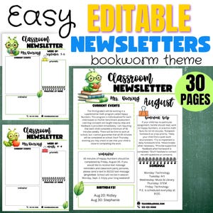 Teacher Newsletter Template, Classroom Newsletter, Editable School Newsletter, Digital Classroom Resources