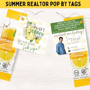 Printable Marketing Tags, Realtor Pop By Tag, Client Appreciation, Realtor Sweet Summer Time Pop By Tag