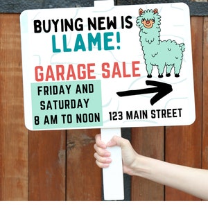 Llama Garage Sale Sign, garage sale sign, yard sale flyer, yard sale poster, estate sale sign, garage sale flyer, poster yard sale, funny