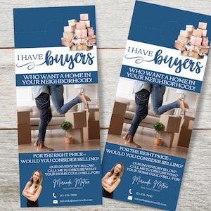 Tengo compradores marketing inmobiliario, colgador de puerta de agente inmobiliario, plantilla de colgador de puerta, plantilla de colgador de puerta