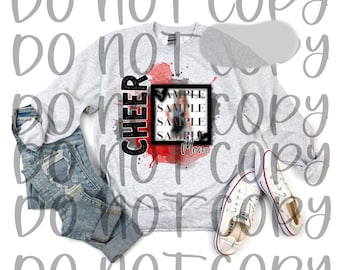 Cheer mom Photo Insert Red and Grey Sublimation PNG