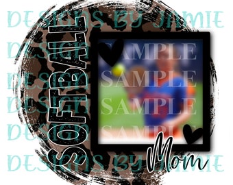 Softball mom photo insert sublimation Png download