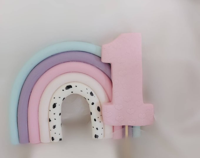 Rainbow & Number Cake Topper Set. Rainbow Cake Topper Set.