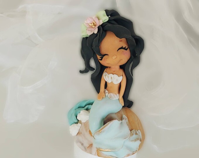 Mermaid Cake Topper. Ocean themed Cake Toppers. Mermaid Cake Figures.