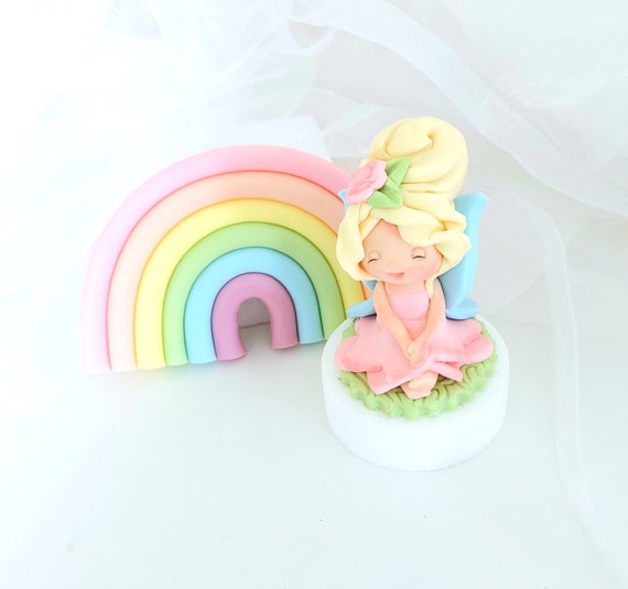 Fairy and Rainbow Set of Cake Topper. Cute Fairy Cake Decorations