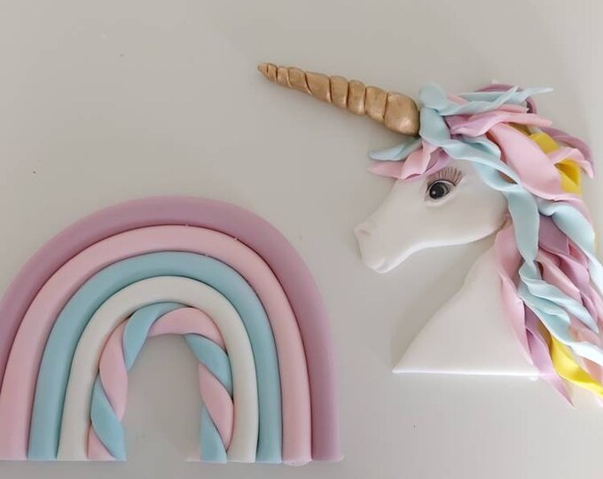Unicorn 2D & Rainbow . Set of Decorations  for Birthday.