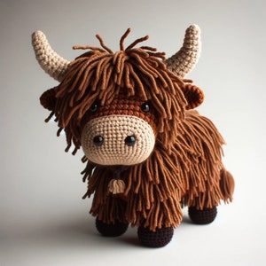 Highland Cow Häkelmuster Amigurumi Kuhmuster Digitaler Download DIY Häkelspielzeug handgemachte Geschenkidee Bauernhoftier-Häkelplüschtier Bild 1