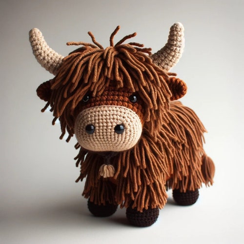Highland Cow Crochet Pattern - Amigurumi Cow Pattern - Digital Download - DIY Crochet Toy - Handmade Gift Idea - Farm Animal Crochet Plushie