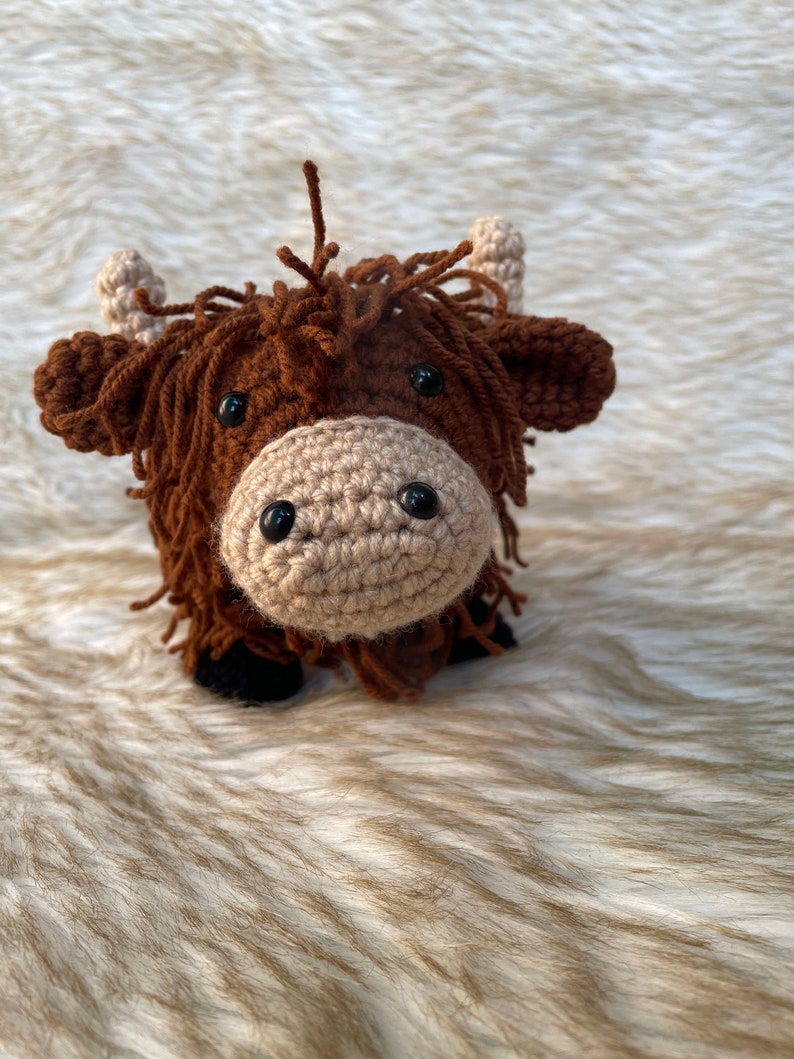 Modèle au crochet vache Highland modèle vache Amigurumi téléchargement numérique jouet au crochet DIY idée cadeau fait main peluche au crochet animaux de la ferme image 4