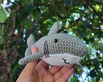 Motif au crochet requin - grand motif blanc en téléchargement Amigurumi - jouet au crochet bricolage - cadeau fait main - peluche au crochet animal océan