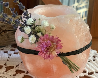 Himalayan Salt Tea Light Holder and Beeswax Tealights