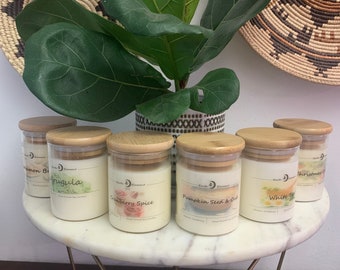 Hand Poured Soy Candles 6 oz Bamboo Lid