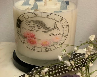 Pisces Crystal Candle Customizable