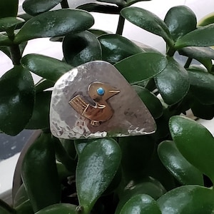 Vintage 1950 Peruvian Old Cuzco 925 Sterling, Oro 18 carati e Pin turchese