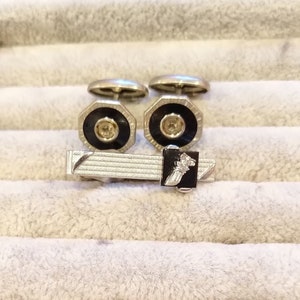 Vintage Art Deco Tie Clip and Cufflink Set