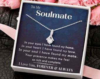 To My Soulmate Necklace Gift For Her,Personalised Sterling Silver Necklace,Anniversary Necklace, Soulmate Gift,Soulmate Valentine's Necklace