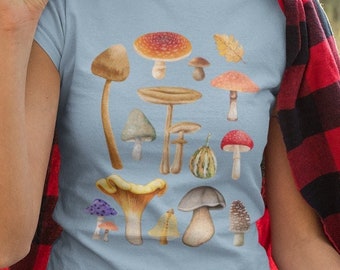 Vintage Illustration Mushroom Decor Art Shirt, Vintage Mushroom shirt, Hippie Shirt, Nature Lover, Fall shirt, Cottagecore, Goblincore