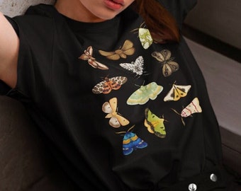 Moth Shirt, Insect Bug TShirt, Forestcore, Dark Academia aesthetic, Goblincore Goth clothing, Frog Tshirt, Nature Insect T Shirt
