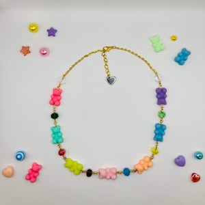 Gummy Bear Necklace • Gummy Bear and Glass Bead Necklace