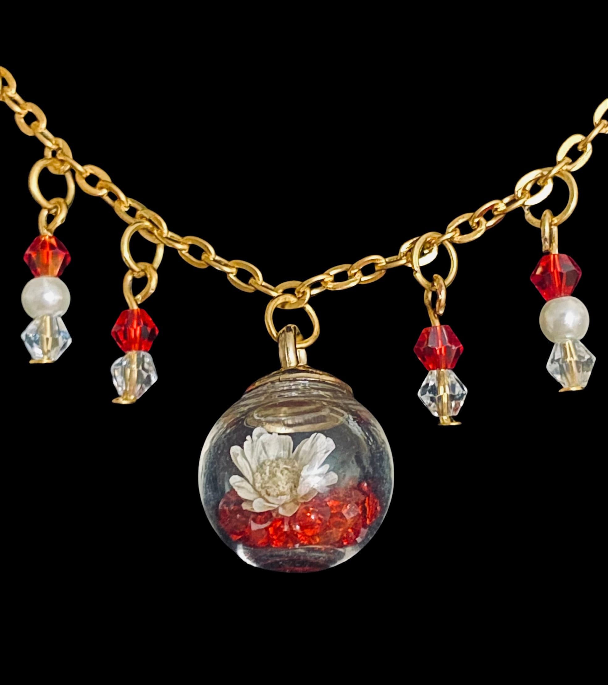 アクセサリー CRYSTAL BALL+GOLD CHAIN NECKLACE Crystal Ball Gold Chain Necklace • Glass Ball Necklace • Crystals