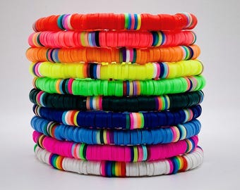 Pulsera Heishi • Pulseras Heishi individuales para apilar • Pulsera Heishi BFF