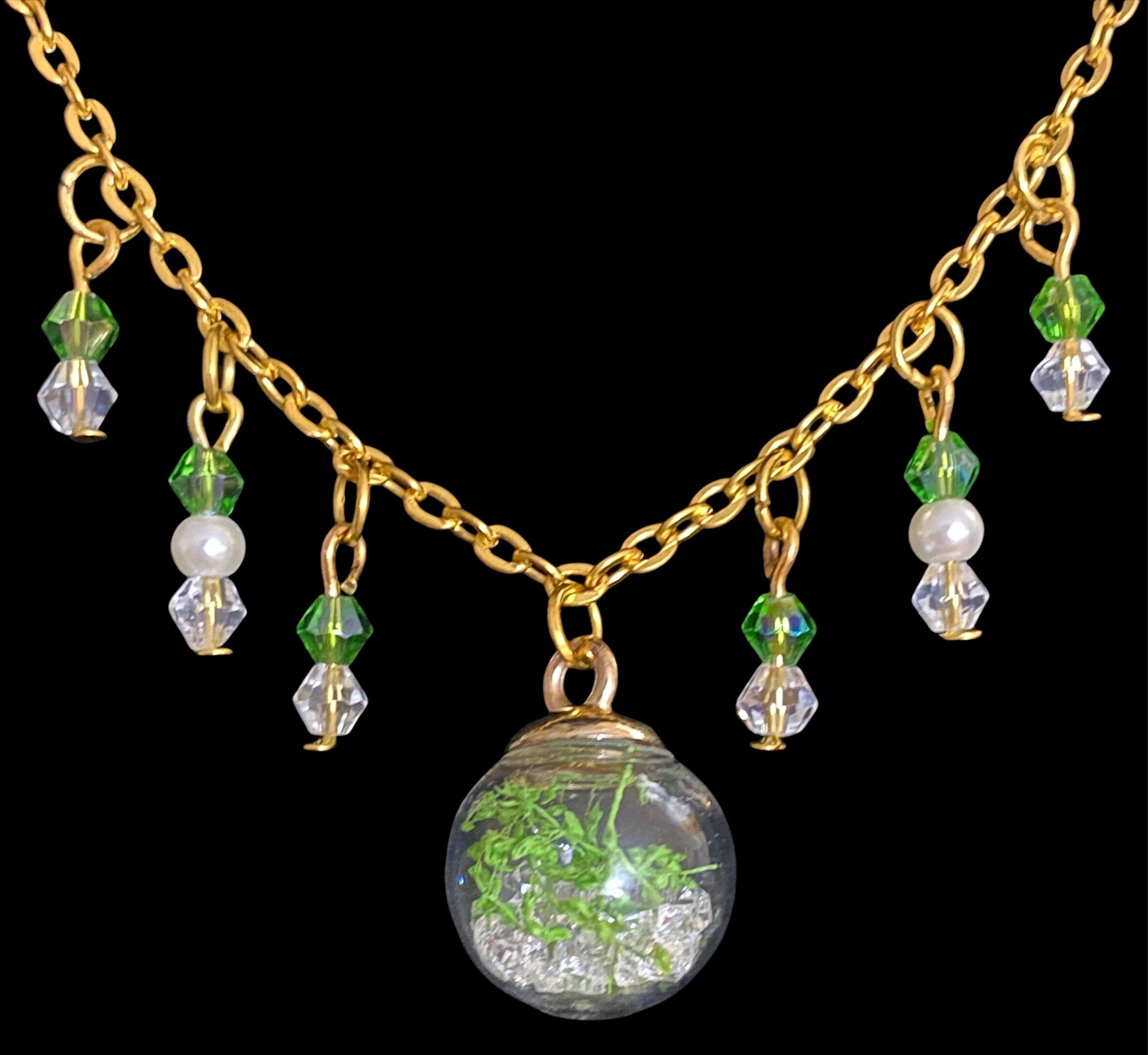 Crystal Ball Gold Chain Necklace • Glass Ball Necklace • Crystals