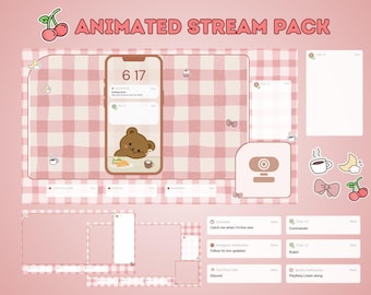 Pink Bear Animated Stream Pack – Twitch Overlay, Vtuber Friendly