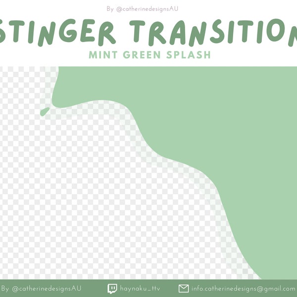 Splash Stinger Transition ~ Stream Overlay, Scene Transition, Animated Twitch Overlays, Cute Twitch Transitions, Green