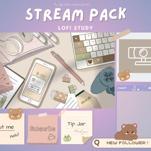 Animated Stream Pack - Lofi Study | Twitch Pack | Twitch Overlay | Lofi Twitch Pack | Twitch Alerts | Stream | Lofi Stream Pack